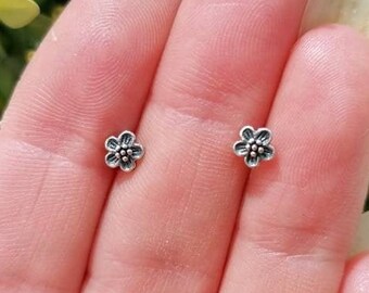 Tiny Flower Sterling Silver Stud Earrings