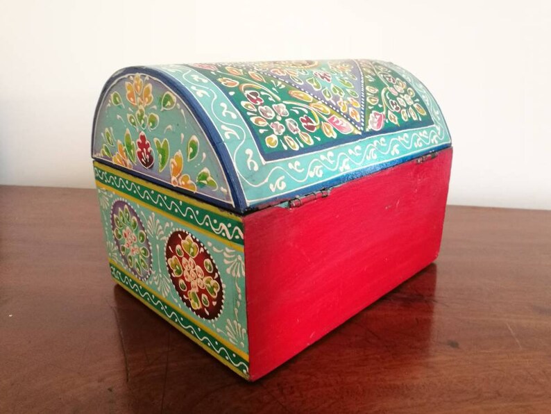 Hand Painted Chest Box Turquoise Jewellery Storage Hand Etsy
