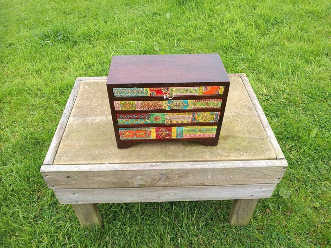 Hand Painted Small Chest of Drawers Jewellery Storage Hand Etsy