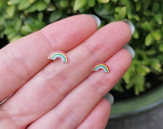 Rainbow cheap silver earrings
