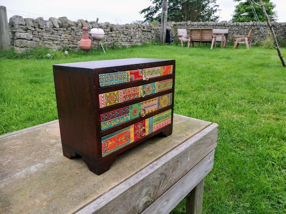 Hand Painted Small Chest of Drawers Jewellery Storage Hand Etsy