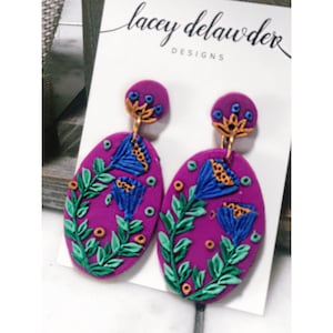 Hand Sculpted Polymer// Bohemian Bright// Dangle Statement Earrings