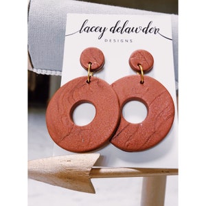 Bohemian, Southwest Polymer Clay Dangle Earrings, Terracotta Color