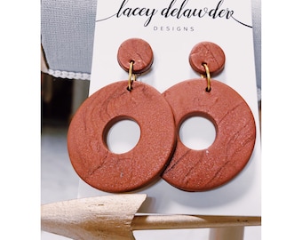 Bohemian, Southwest Polymer Clay Dangle Earrings, Terracotta Color