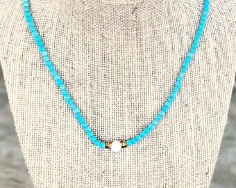 Bohemian Turquoise Beaded Pearl Necklace