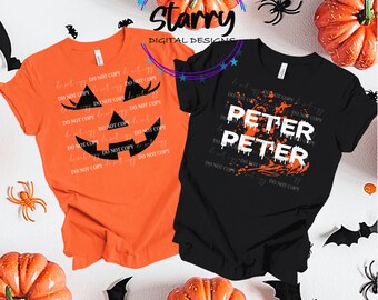 Couples Halloween shirts. Peter Peter Pumpkin Eater, Pumpkin, SVG, Studio 3 files, Digital Download Both Designs in one