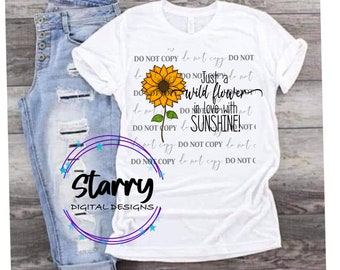 Wildflower Sunflower PNG, Hand-Drawn Design (Digital Download)