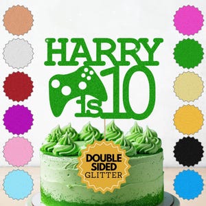 Personalised Gamer Cake Topper: Glitter Video Game Controller Birthday Decoration
