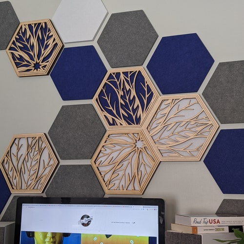 Wood Polygon Sound Diffuser Panel Acoustic Hexagon Wall Tile Art Design