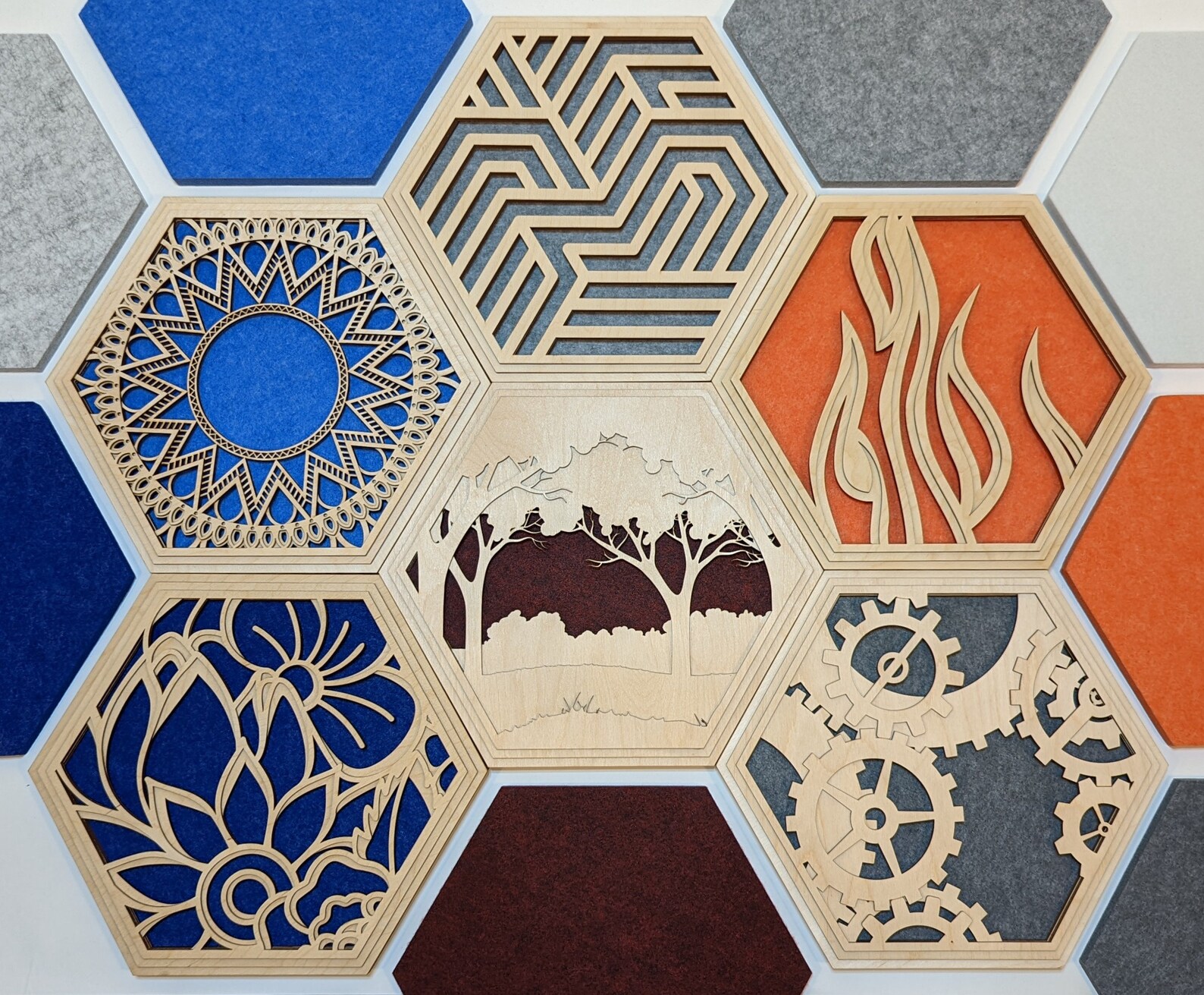 Acoustic Wall Tile Art Wood Polygon Sound Diffuser Hexagonal Etsy