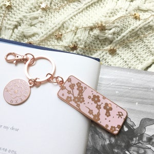 EXO Cherry Blossom Love Song Chen D.O. Rose Gold Hard Enamel Keychain, 100 Days My Prince K-Drama, EXO Keychain, EXO Kpop Keychain, Sakura