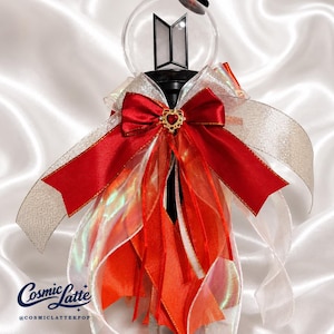 Red Lightstick Bow, Red Kpop Lightstick Accessory, Red Lightstick Concert Cover, Fan Made Lightstick Decoration, Red Ribbon Bow Lightstick