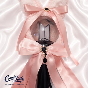Capa para Lightstick Army Kpop com Laço, Orelhas de Coelho de Pelúcia, Capa Rosa para Lightstick de Coelho para Shows