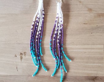 Long Beaded Tassel Earrings Beaded Earrings Seed Bead Earrings Dangle Earrings Fringe Earrings Statement Earrings Jewelry Women's Colorful