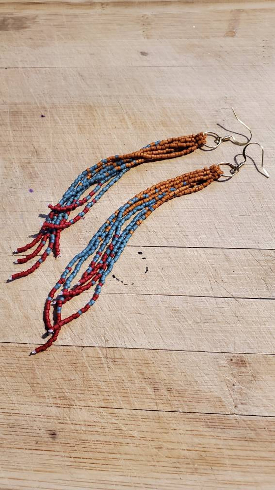 Long Beaded Tassel Earrings Beaded Earrings Seed Bead Earrings Dangle ...