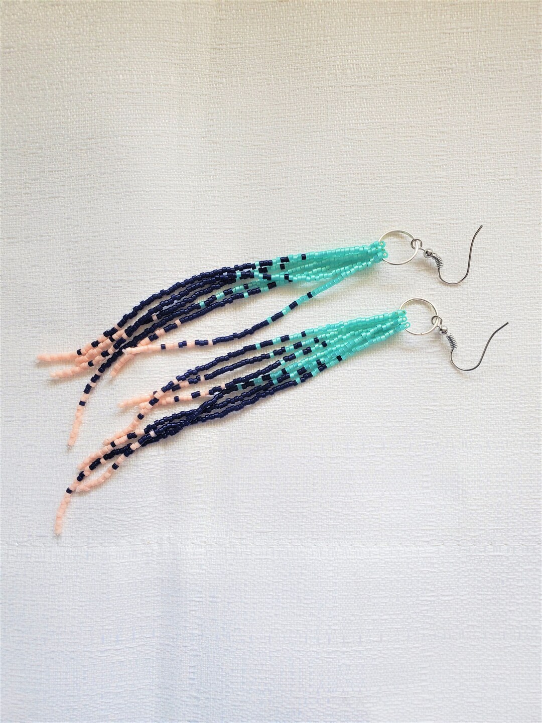 Long Beaded Tassel Earrings Beaded Earrings Seed Bead Earrings Dangle ...