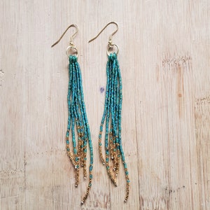 Earrings, Long Drop, Tassel Earrings, Beaded Earrings, Seed Bead Earrings, Dangle Earrings, Fringe Earrings, Long Drop, Native,