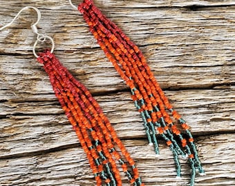 Long Beaded Tassel Earrings, Beaded Earrings, Seed Bead Earrings, Dangle Earrings, Fringe Earrings, Jewelry, Women's Earrings, Earrings