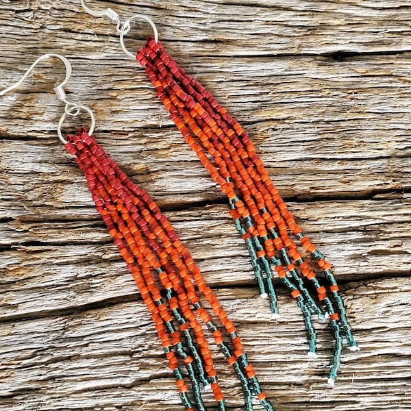 Long Beaded Tassel Earrings, Beaded Earrings, Seed Bead Earrings, Dangle Earrings, Fringe Earrings, Jewelry, Women's Earrings, Earrings