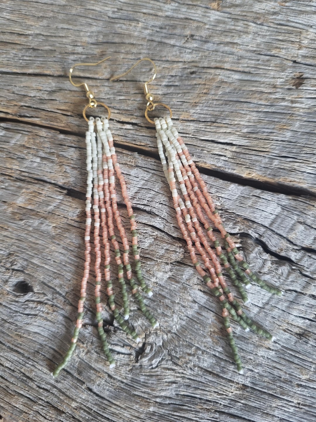 Long Beaded Tassel Earrings, Beaded Earrings, Seed Bead Earrings ...