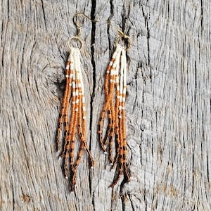 Earrings, Long Drop, Tassel Earrings, Beaded Earrings, Seed Bead Earrings, Dangle Earrings, Fringe Earrings, Long Drop, Native,