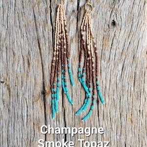 Earrings, Long Drop, Tassel Earrings, Beaded Earrings, Seed Bead Earrings, Dangle Earrings, Fringe Earrings, Long Drop, Native, image 4