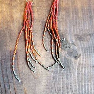 Long Beaded Tassel Earrings, Beaded Earrings, Seed Bead Earrings, Dangle Earrings, Fringe Earrings, Jewelry, Women's Earrings, Earrings