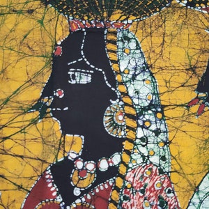 Indian Tamil Girl village Batik Painting Wall Hanging Cotton Tapestry 34x25 image 4