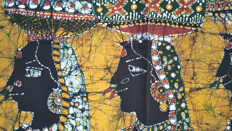 Indian Tamil Girl village Batik Painting Wall Hanging Cotton Tapestry 34x25 image 5