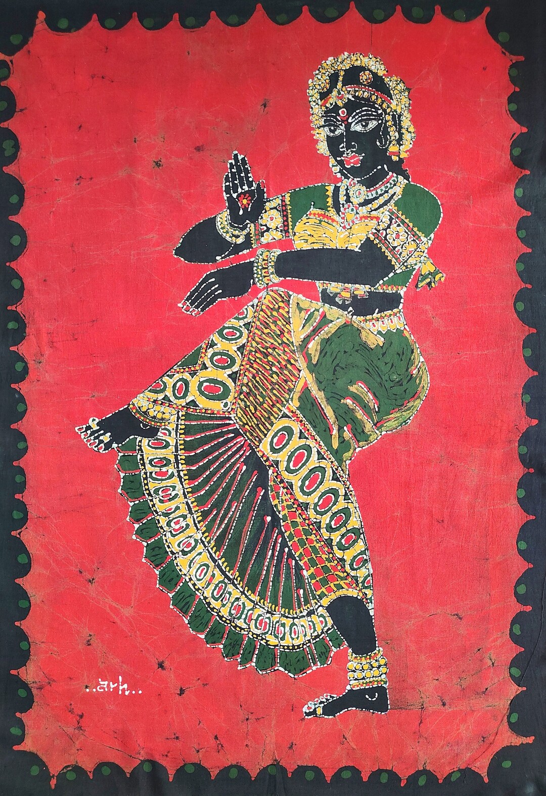 Indian Bharatanatyam Tamil Batik Painting Wall Hanging Cotton Tapestry 32 X 23 - Etsy