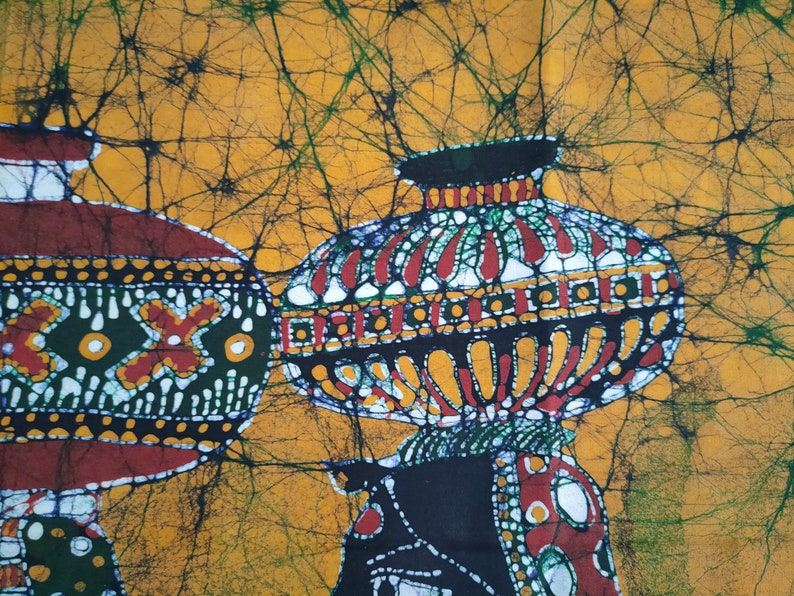 Indian Tamil Girl village Batik Painting Wall Hanging Cotton Tapestry 34x25 image 9