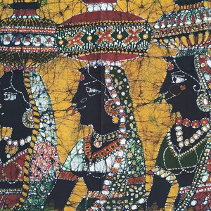 Indian Tamil Girl village Batik Painting Wall Hanging Cotton Tapestry 34x25 image 6