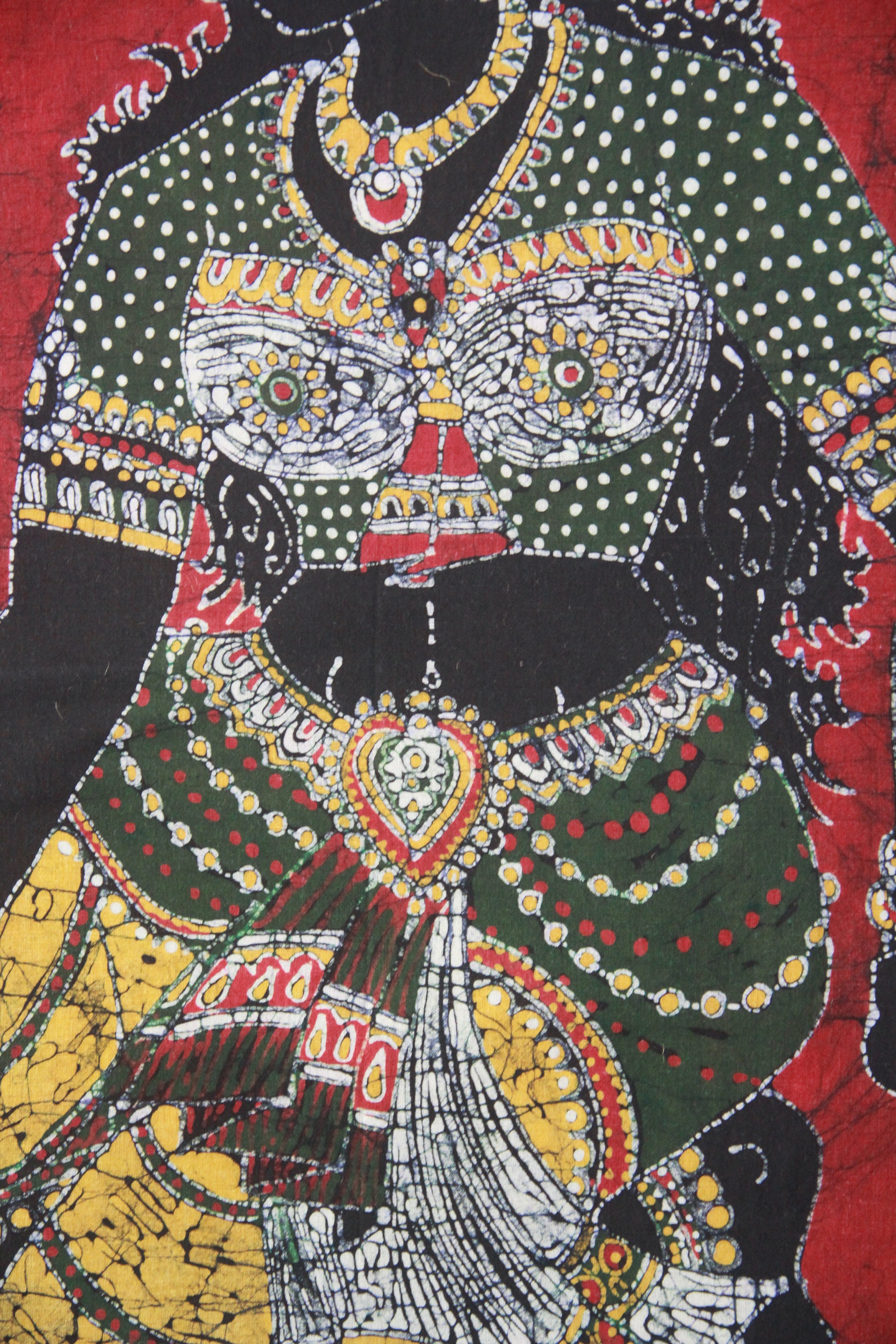 Indian Bharatanatyam Tamil Batik Painting Wall Hanging Cotton Tapestry