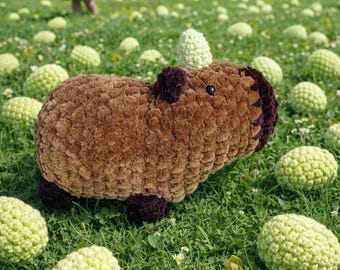 Capybara plush toy 5" Car Mirror hanging, Kawaii plushie Capybara keychain, Funny crochet animals Capybara with mandarin, apple, Teens Inter