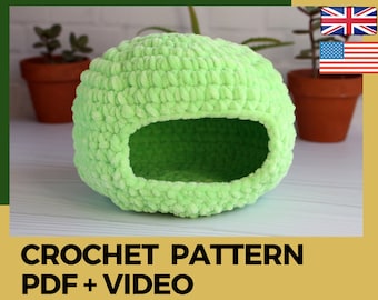 Crochet pattern leopard gecko house, Crochet pet cave, Tutorial extra soft plush pet home, Gecko hide pet basket, Reptile bed Cozy Bird nest