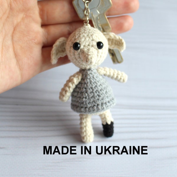 House Elf keychain, Mythical creatures doll, Elf mini stiffed plush, Car decor, House Elf Amigurumi, Magic animal cute keychain Ukraine free