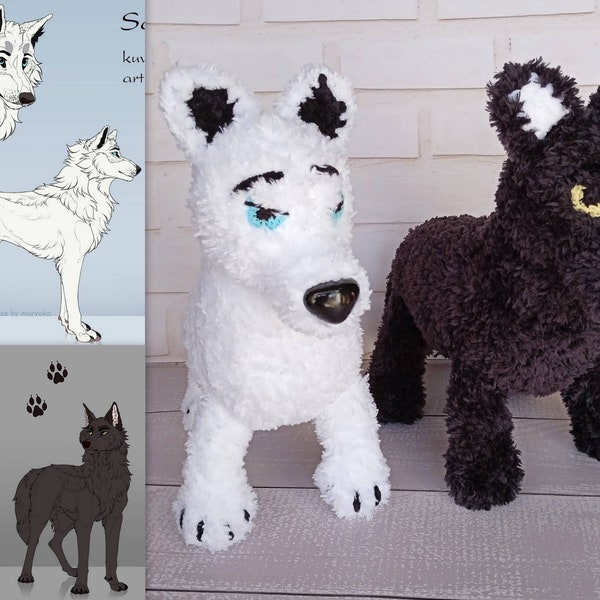 Custom Wolf plush, Crochet plush toy from photo 10", Realistic yarn fluffy fur wolf, Custom plush commission, Drawing into plush, UA seller