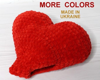 May include: Red crocheted heart-shaped pillow.  Made in Ukraine. More colors available.