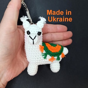 Llama keychain, Crocheted Alpaca plushie keychain, Mini llama charm backpack, Llamalover gift, Handmade amigurumi llama plush toy, UA seller