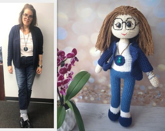 Poupée au crochet personnalisée à partir de la photo 13", Poupée au crochet personnalisée, Jouet en coton biologique, Photo ressemblant à une poupée saine, portrait 3D Cadeau mémorable