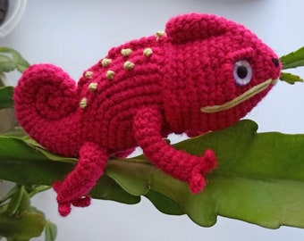 Custom plush Chameleon stuffed animal, Crochet small lizard plush, Mini chameleon, Cotton yarn handmade lizard figurine,Colorful reptile toy
