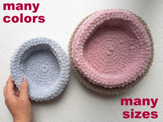 Super soft cozy pet bed, Crochet mini bowls, Round baskets, Wingspan bird nest, Swallows house, Hand Knit Fun Fur Fuzzy Nest, Wildlife care