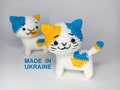 Ukrainian Cat plush, Yellow-blue flag crochet cat patriot gift, Solidarity with Ukrainian people, UA seller, Popular novelty Plush souvenir