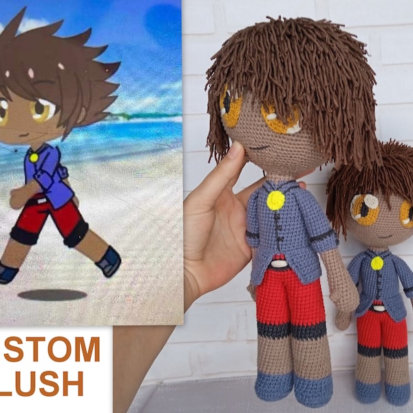 Custom plush from image 14", Example, Сrochet cotton toy from photo, Stuffed animal from drawing, Custom puppet, Birthday best gift, Replica