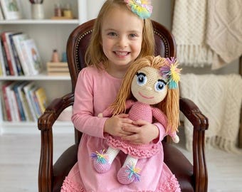 Custom plush doll, 12" Personal crocheted organic figure, Healthy person miniature 3d portrait, Mini she figurine Best birthday gift idea