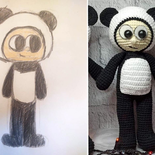 Custom plush from drawing 8",Crocheted personalized doll from photo, Stuffed animal from drawing, Custom puppet Birthday best memorable gift