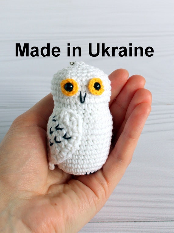 White Owl Keychain Owl Car Stuff Decor Crochet Owl Bagcharm 