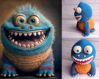 Custom plushie monster, Crochet plush toy 20cm/9 inch, Handmade toy with customization, Stuffed animal with personalization, Ukraine sellers