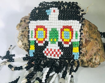Vintage Handmade Beaded Eagle Medicine Bag Pouch