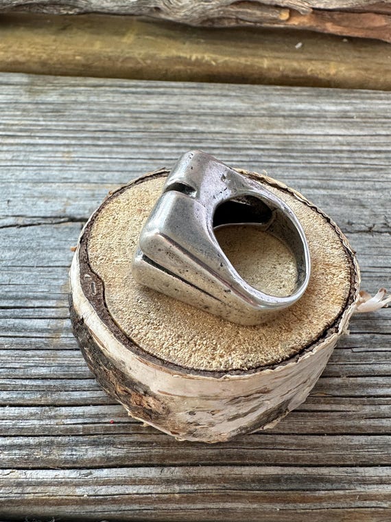 Chunky Silver Statement Ring- Four Quadrants - image 2